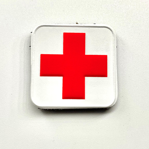 White with Red Cross 1x1 PVC