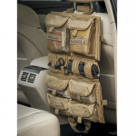 Chinook Medical Gear Medical Panel insert kit and bag coyote brown hanging on back of vehicle seat