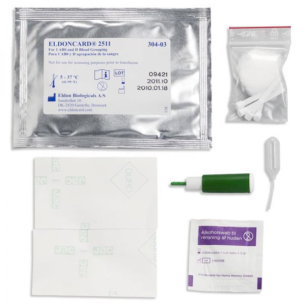 Craig Medical Distribution EldonCard Blood Typing Kit