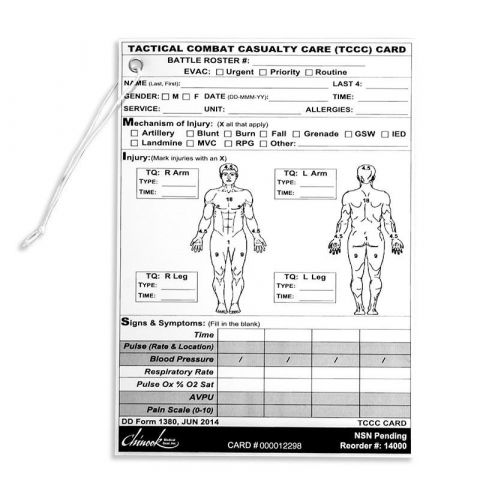 Chinook - tccc card Tactical Combat Casualty Care (TCCC) Card