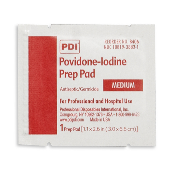 Povidone-Iodine Prep Pads, Box of 100