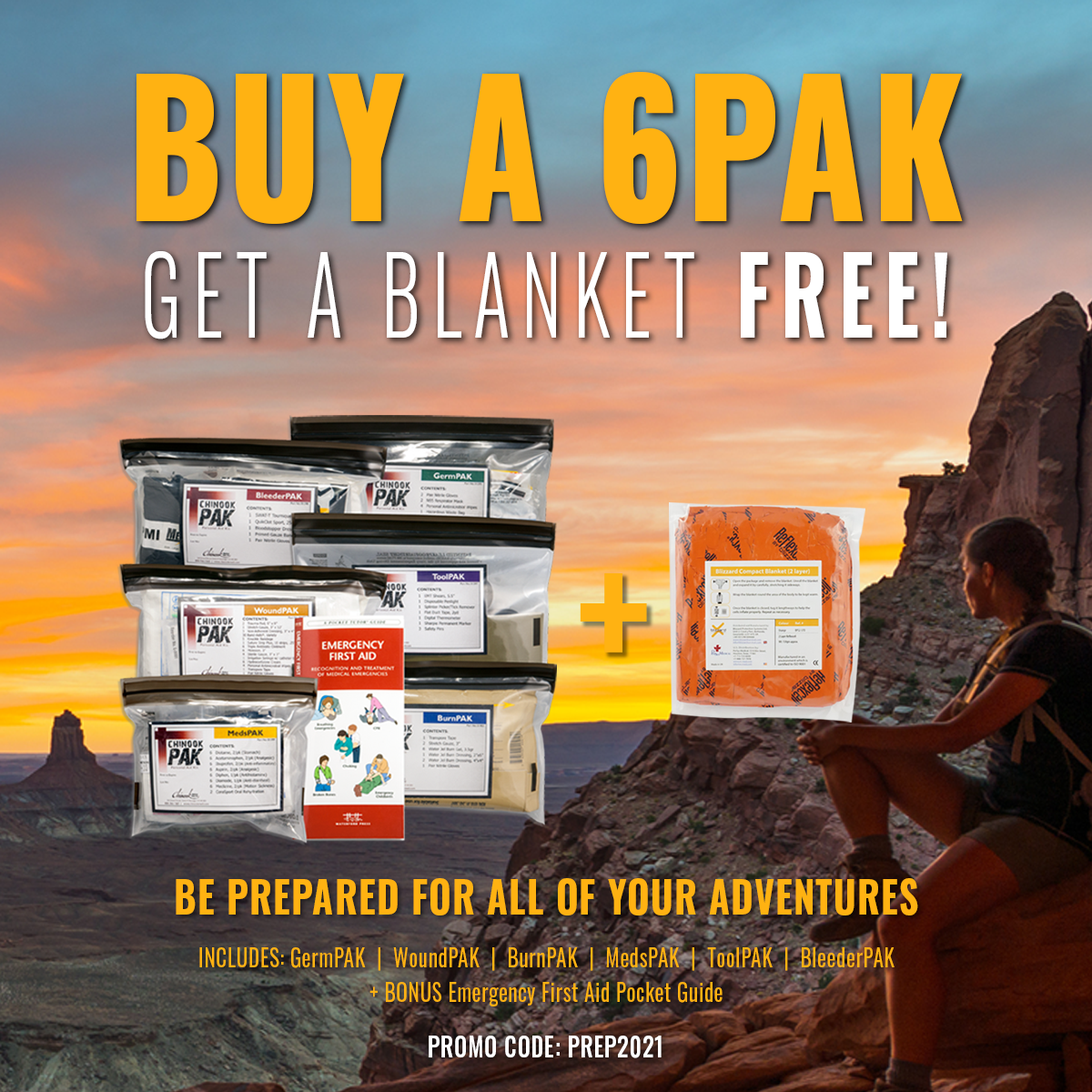 Buy a 6PAK - Get a Survival Blanket Free